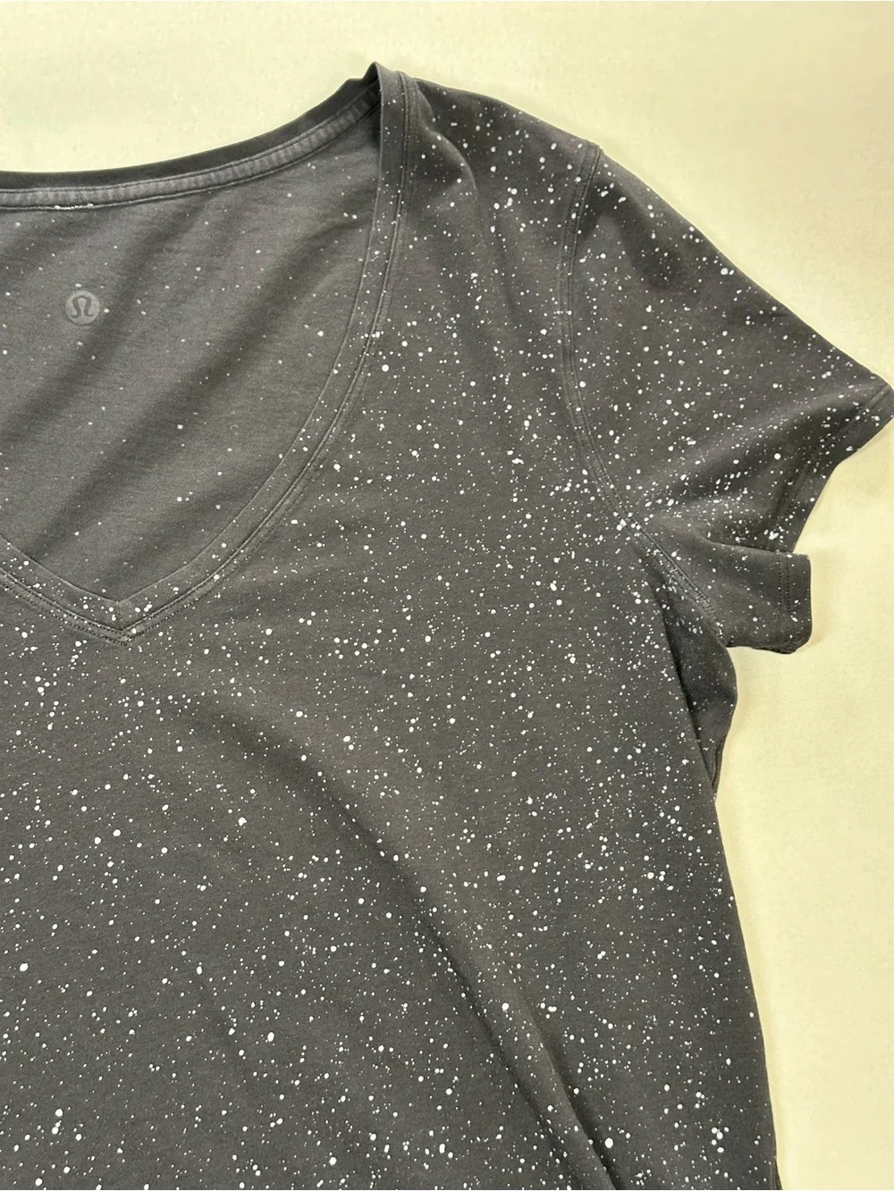 Lululemon Love Tee V-Neck Short Sleeve Shirt, White Splatter - Womens